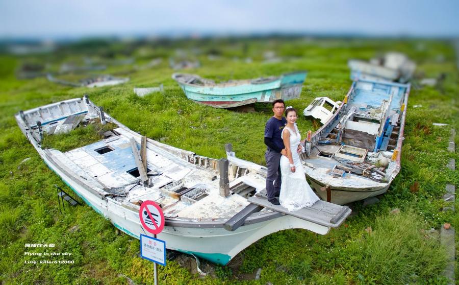 婚紗攝影也經常在外埔漁港取景，能拍出迷你版鐵達尼號的氛圍。